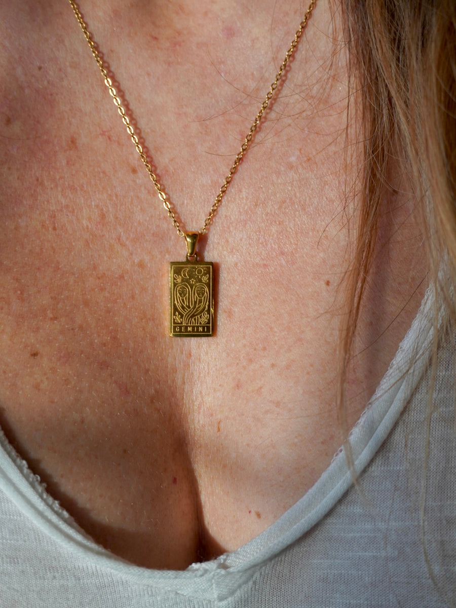 Collana Zodiaco Donna - Ciondolo Tarocchi Doppia Faccia In Acciaio Inox, Regalo Ideale Per Segni Zodiacali - Foto 5