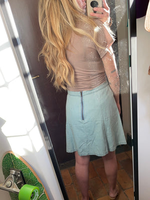 Minigonna a vita alta denim light - Wanderlust Factory® ☽ Mobile Fashion Boutique 