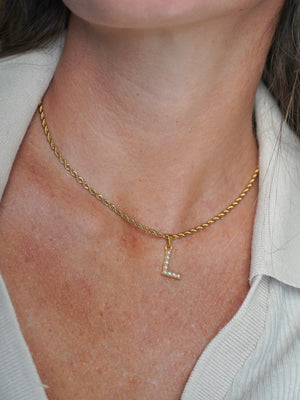 Collana Alaia slim + pearl letter