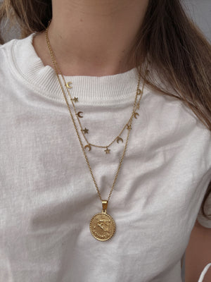 Collana crescent moon e stelline - Wanderlust Factory® ☽ Mobile Fashion Boutique 