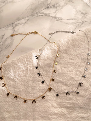 Collana crescent moon e stelline - Wanderlust Factory® ☽ Mobile Fashion Boutique 