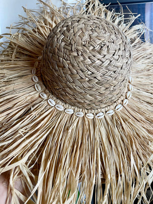 Maxi cappello - paglia raffia e conchiglie - Wanderlust Factory® ☽ Mobile Fashion Boutique 